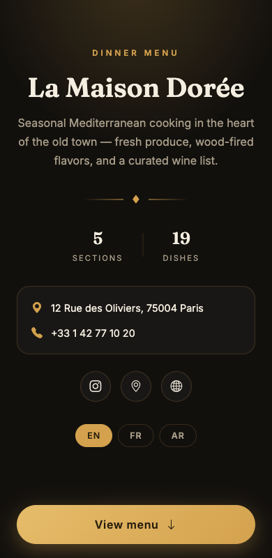Menutiq menu theme E